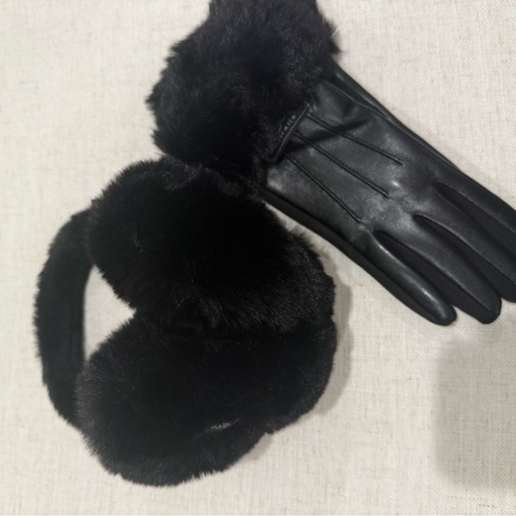 UGG Accessories - UGG Black Faux Fur Gloves and Earmuffs Set